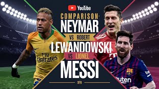 Comparison Neymar Júnior Vs Robert Lewandowski Vs Lionel Messi [upl. by Alvinia]