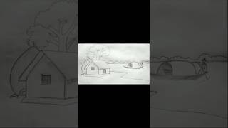 Village Scenery art drawing [upl. by Nosredna]