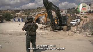 Zionists demolish a home in Ithna village north of Hebron Sep 23 2024 [upl. by Gnep]