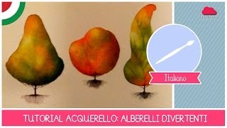 Corso di Acquerello BASE tutorial come dipingere alberelli cartoon  LEZIONE 04 [upl. by Heidie404]