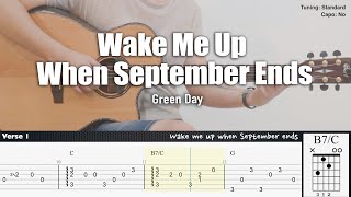 Wake Me Up When September Ends  Green Day  Fingerstyle Guitar  TAB  Chords  Lyrics [upl. by Ellehcar450]