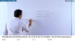 Concurrent Lines Equation Solution Explanation KCET 11th Mathematics 2D Geometry Straight Lines [upl. by Aneehsor]