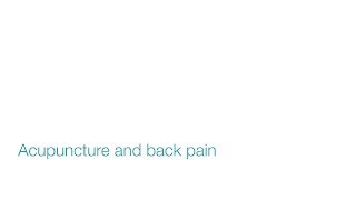 Acupuncture and back pain [upl. by Aicirtap]