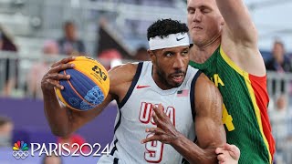 US mens 3x3 team falls to Lithuania without Jimmer Fredette  Paris Olympics  NBC Sports [upl. by Swiercz]