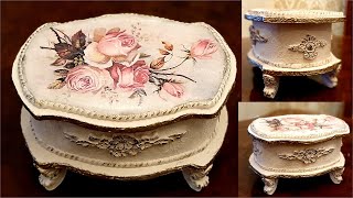 Vintage Jewelry Box from Cardboard DIY Jewelry Box Design Craft Ideas [upl. by Kenwee]