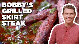 Bobbys Skirt Steak with Green amp Red Chimichurri  Bobby Flays Barbecue Addiction  Food Network [upl. by Rese]