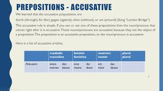 German Accusative Prepositions [upl. by Abbye]