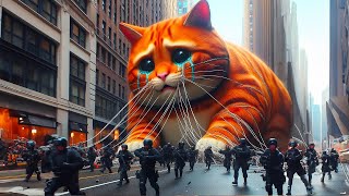 Giant Cat chased by police cat cute cutecat [upl. by Lua]