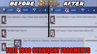 THIS IS HOW TO GET FREE 1000 STARLIGHT FRAGMENTS  Mobile Legends [upl. by Karena]