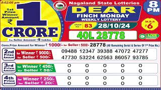 Lottery Sambad 8PM Nagaland Lottery Live result 8pm 28102024 today dear lottery result [upl. by Yedsnil]