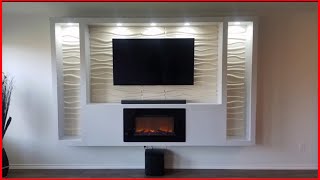 Como Hacer un Mueble Flotante para TV en Gypsum Board con 3D Wall Panel y Fire Place [upl. by Libbie499]