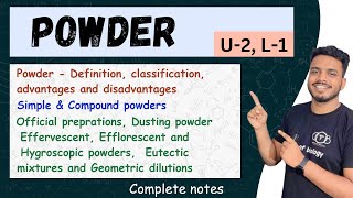 powder in pharmaceutics  official preparations of powder  eutectic mixture  Geometric dilution [upl. by Binnings]