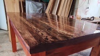 MESA DE MADERA con resina epoxica acabado RÚSTICO [upl. by Thad154]