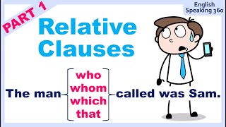 RELATIVE CLAUSES with Who  Whom  Which  That PART 1 Easy Grammar Explanation of relative clauses [upl. by Berk]