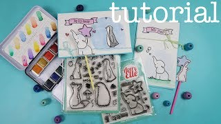 TUTORIAL INVITACIONES DE CUMPLEAÑOS FÁCILES │SELLOS Y ACUARELAS CO [upl. by Gustafson]