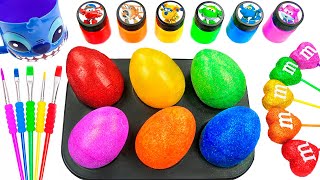 Satisfying Video Rainbow Mixing All Lollipop amp Color EGGS From Rainbow Glitter Candy amp Cutting ASMR [upl. by Nojad]