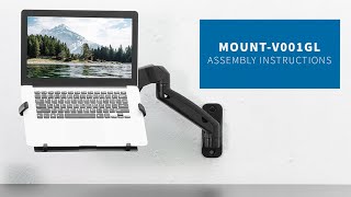 MOUNTV001GL Pneumatic Arm Single Laptop Wall Mount Assembly by VIVO [upl. by Gambrill]