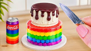 Mini Chocolate Cake Recipe with Rainbow Jelly Cake Decorating  Satisfying Colorful Cake Decorating [upl. by Ednarb733]