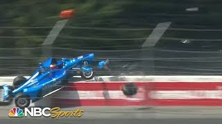 Massive wreck in first lap of IndyCar ABC Supply 500  Motorsports on NBC [upl. by Avika]