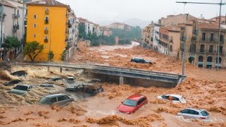 Malaga massive flooding Spain on high alert Storm DANA triggers tornado street submerged [upl. by Novyaj907]