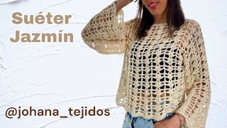 Suéter Jazmín Tejido a crochet Calado Todas las tallas Tutorial paso a paso [upl. by Cristina289]