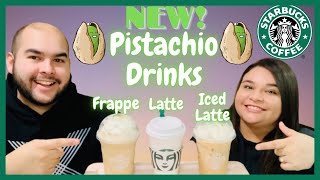 NEW Starbucks Pistachio Latte Iced Latte amp Pistachio Frappuccino Review ☕️ [upl. by Krahling568]