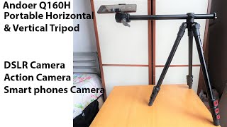 Horizontal Tripod Unboxing amp Review  Andoer Q160H Camera Tripod [upl. by Gilligan331]