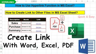 Hyperlink Function l Create Link with Word Excel amp PDF Files in Excel Sheet l Hyperlink in Excel [upl. by Nnylcaj]