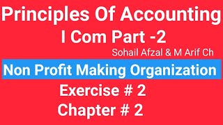 I com 2Chap2 Exe 2 Principles of Accounting Sohail Afzal Book Non Profits Making Organization [upl. by Eittah]