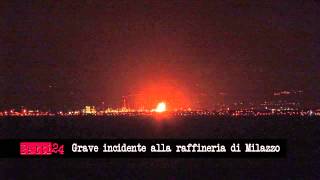 Incendio raffineria Mediterranea di Milazzo ore 100 del 27 settembre 2014 [upl. by Worth]