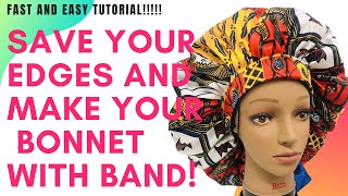 HOW TO MAKE SATIN BONNET WITH WIDE BAND YELE STITCHES TUTORIAL [upl. by Ettezel]