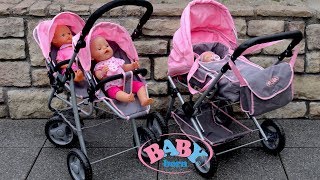 Baby Born Twin Jogger amp Duplex Pram Dolls Pram Stroller Baby Annabell Baby Dolls [upl. by Bowrah956]