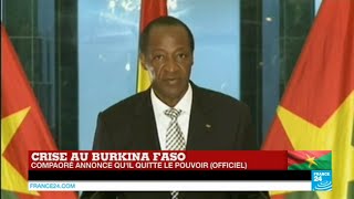 URGENT  Blaise Compaoré annonce quil quitte le pouvoir  BURKINA FASO [upl. by Cypro]