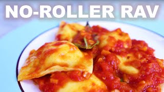 Cheese ravioli without a rolling machine  fresh egg pasta  quick tomato sauce [upl. by Danita390]