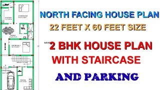 North Facing 2BHK House Plan  22 x 60 ❤️❤️❤️❤️ [upl. by Setsero]