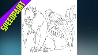 How to Draw Mythological Creatures Speedpaint  Griffin Gryphon Part 1 [upl. by Romney]