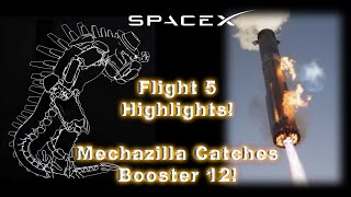 SpaceX StarShip launch 5 highlights starring Booster 12 amp Starship 30 Booster catch soft landing [upl. by Nerat]