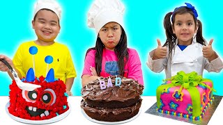 Bake A Birthday Cake Pretend Play with Jannie amp Baby Rainbow [upl. by Ralfston161]