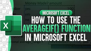 AVERAGEIF Function  AVERAGEIF  Microsoft Excel [upl. by Heck900]