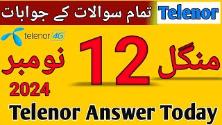 Telenor Answer Today 12 November October 2024  My Telenor Today Answer  Telenor Questions Today [upl. by Orlanta280]