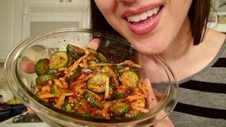 SassEsnacks ASMR  Cucumber Kimchi  Bulgogi  Soju  Eating Sounds [upl. by Rasmussen964]