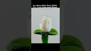 🌹Art Glass White Rose Flower 12” Long Stem Hand Blown Murano Style muranoglass artglass rose [upl. by Osei]