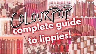 ColourPop Lips 101  Complete Guide To ColourPop Lip Color Finishes Formulas Application  More [upl. by Naret454]