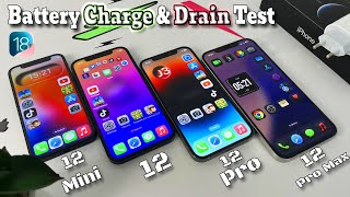 IOS 18 iPhone 12 mini Vs 12 Vs 12 Pro Vs 12 Pro Max Battery Charge and Drain Test Comparision 2024 [upl. by Yanel]