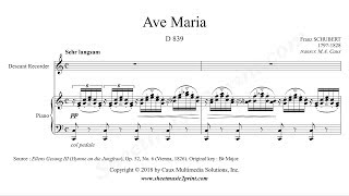 Schubert  Ave Maria  Descant Recorder [upl. by Enineg]