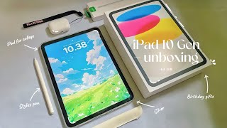  iPad 10th Gen Unboxing 2024 📦  Silver 🩶 64Gb  Goojodoq Accessories ✏️  Aesthetic ✨ Shopee Haul [upl. by Glanti]