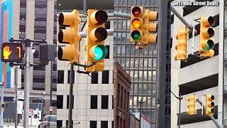 Traffic Lights With Flashing Crosswalk Signals Downtown Detroit  Lafayette Blvd amp Shelby St [upl. by Lever]