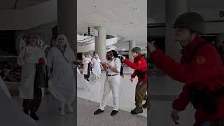 Tf2 soldier stealing hats at cons Pt 3 tf2 tf2cosplay cosplay teamfortress2 momocon2024 [upl. by Yelsgnik941]