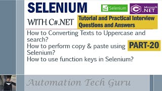 PART 20  Selenium with CNET Tutorial and Practical Interview Questions and Answers Live Project [upl. by Poul30]