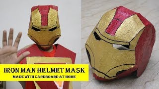 How to make Iron Man Helmet Mask from Avengers हिंदी में  Simple Iron Man Mask DIY with Cardboard [upl. by Manoff]